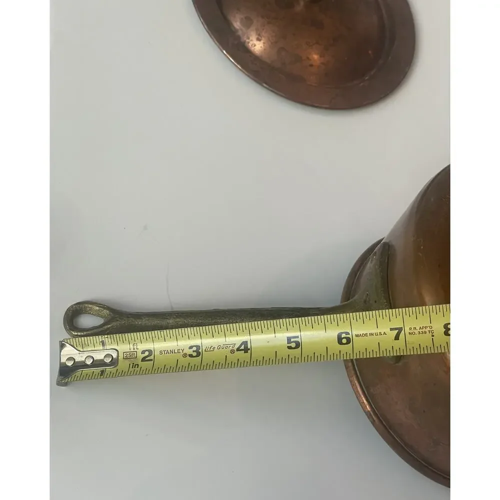 VTG Taurus Portugal Copper Saucepan Brass Handle Tin Lined Pot w/ Lid Cookware
